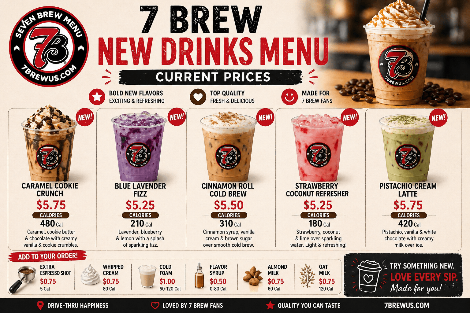 7 Brew New Drinks Menu Current Prices
