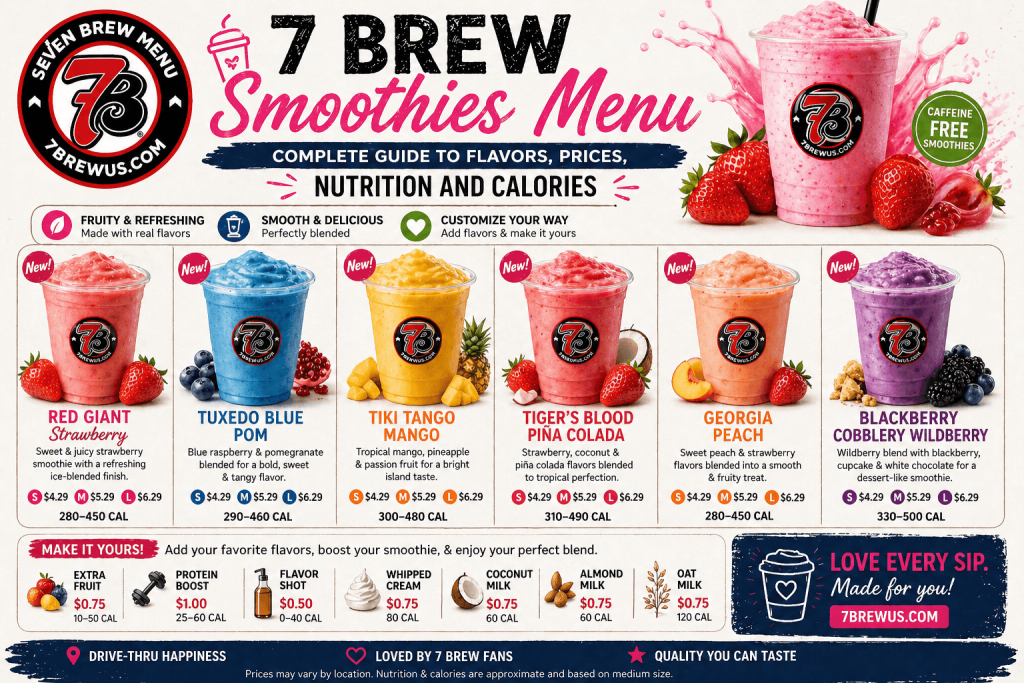 7 Brew Smoothies Menu Complete Guide to Flavors, Prices, Nutrition and Calories