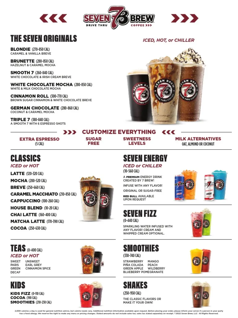 7 brew printable menu with prices