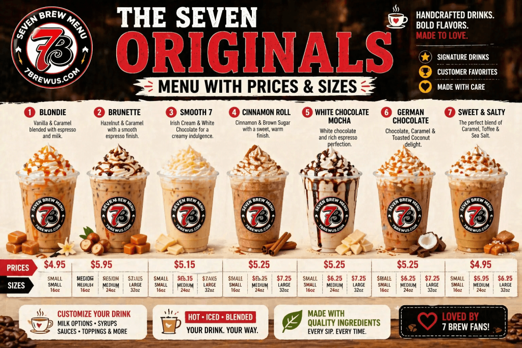 The Seven Originals Menu With Prices and Sizes