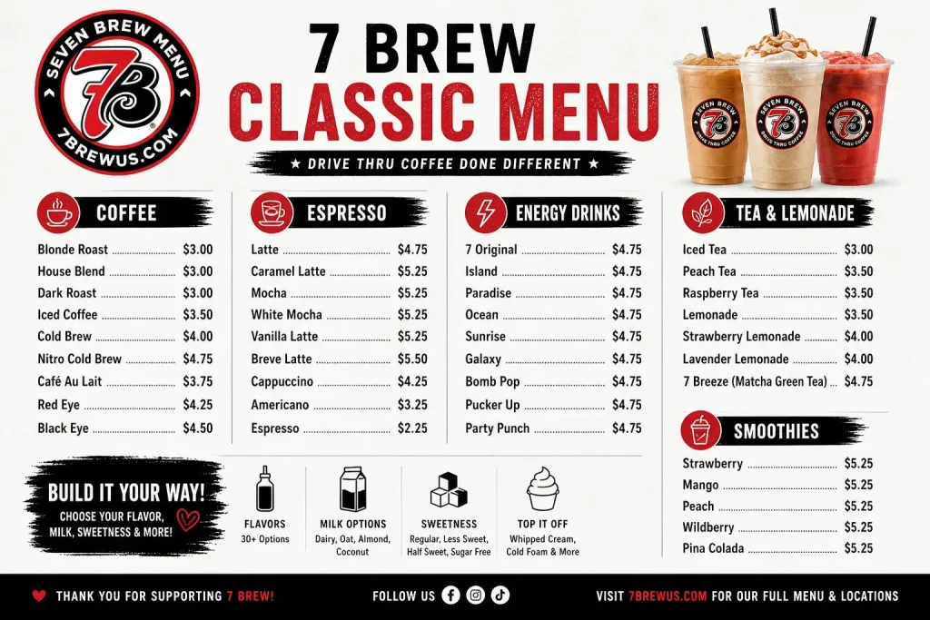 7 Brew Classics Menu with Prices
