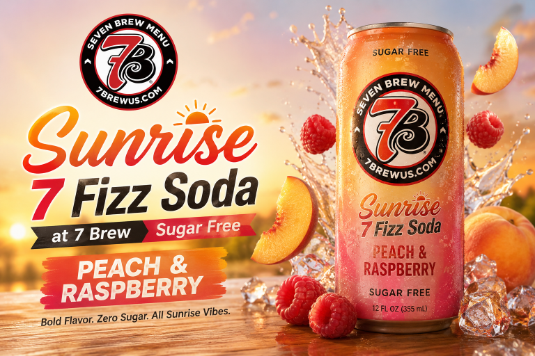 Sunrise 7 Fizz Soda at 7 Brew Sugar Free Peach & Raspberry